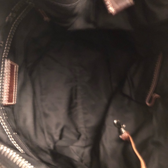 Dooney & Bourke Large Black Wayfarer w/Brown Trim - Picture 6 of 8